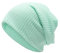 ZLYC Summer Long Slouch Beanie Leicht Weich Jersey Mütze für Damen und Herren,Massives Minzgrün, Einheitsgröße