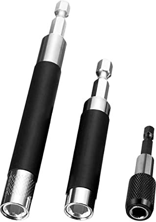 SeonFook 3pcs Magnetic Drive Guide Quick Release Screwdriver Bit Holder Extension with 1/4 Inch Hex Shank Drill Bit Tip Holder Connection Rod Adapter Sleeve for Nuts Drill and Handheld Driver