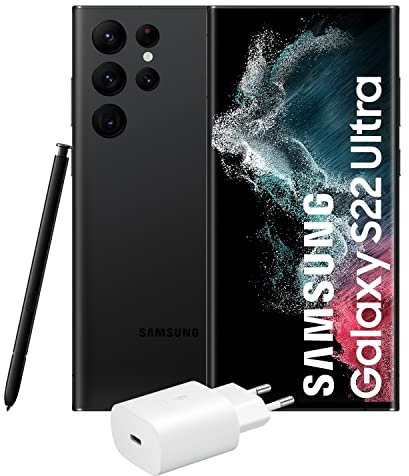 Samsung Galaxy S22 Ultra 5G (512 GB) Phantom Negro + Cargador – Teléfono móvil libre, Smartphone Android (Versión Española)