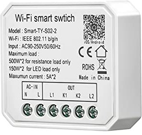 Modulo interruttore dimmer LED WiFi Smart 1/2 vie fai-da-te, mini relè interruttore WiFi intelligente per interruttore a parete, telecomando APP Smart Life/Tuya compatibile con Alexa Google Home