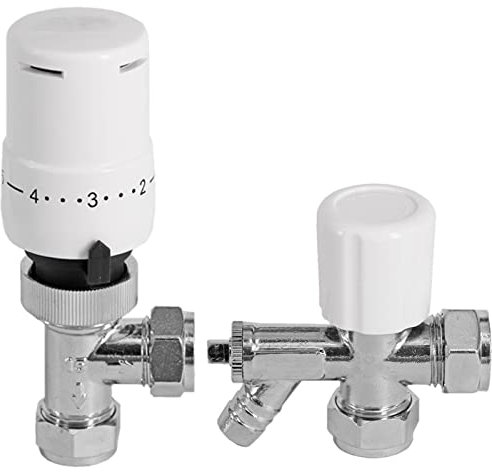 SPARES2GO Thermostatic Radiator Valve Valves Chrome with Drain Off Lockshield