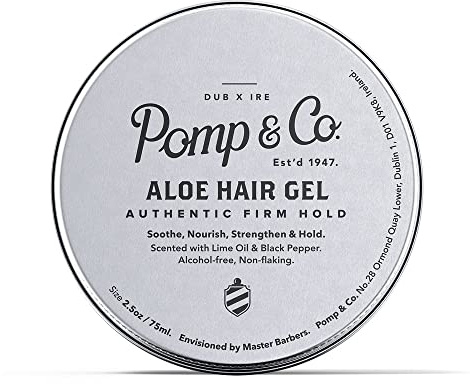 Pomp & Co Firm Hold Hair Gel, Strong Hold Mens Hair Gel mit Aloe Vera pflegt und stylt Ihr Haar, Limettenöl und schwarzer Pfeffer Duft 75ml