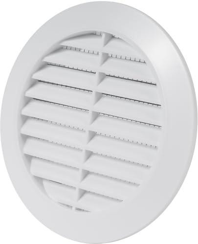 Vent Systems 90 mm Weiß Lüftungsabdeckung – Runde Lüftungsschlitze – Grillabdeckung – Integrierter Insektenschutz – HVAC-Lüftungsöffnungen für Badezimmer, Heimbüro, Küche