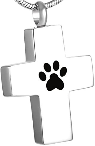 DOTUIARG PET ASH ANDENKEN Memorial URN SCHMUCK - STAHLPFOTENDRUCK Herz/HUNDEMARKE/Kreuz KREMATION Halskette