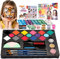 Kinderschminke Fasching Set - Karneval Schminke Kinder Gesicht - Mit 16 Gesichtsfarbe, 3 Glitzer, 36 Schablone, 3 Pinsel, 4 Make Up Schwamm, 2 HaarfarbeKamm - Karnevalsschminke Kinder