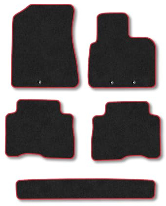 Kia Sorento (2013-2015) [7 Seat] Carpet Car Mats | Red Edge Trim Tailored Fit Floor Mats Full Coverage Protection Accessories Easy Clean Anti Slip Made in the UK