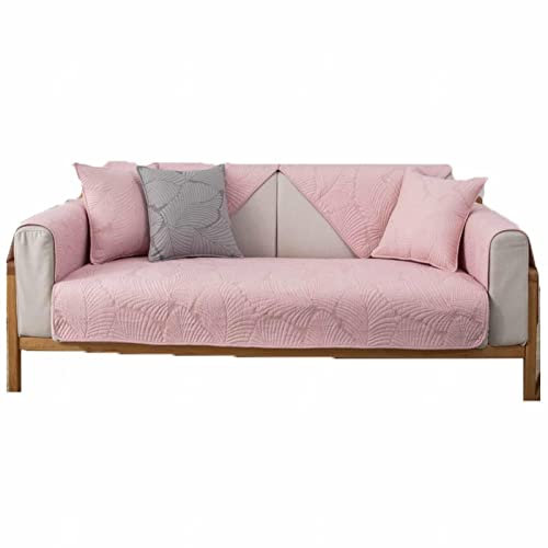 YWQJL Samt Sofabezug für Big Sofa L Form Ecksofa Sofa/Couch überwurfdecke Anti-Rutsch Sofa Überwurf Sofahusse passend für Ihr Wohnzimmer,Pink-70x150cm