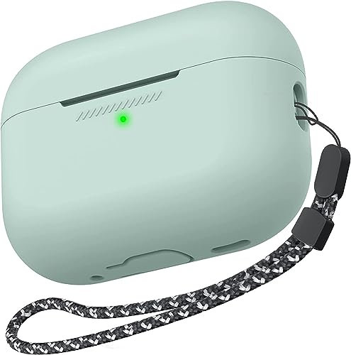 AhaStyle Custodia per AirPods Pro 2, in morbido silicone, custodia per AirPods Pro di seconda generazione [cinturino da polso aggiunto], cover antiurto integrale per Apple AirPods Pro 2