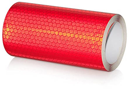 NewL Auto Reflektierendes Klebeband, Sicherheitswarnung, Auto-Dekoration, Aufkleber, Kristallwabenrand, Reflektor, Schutzstreifen, Folie für Auto, Motorrad, Aufkleber (rot, 10cm x 300cm)