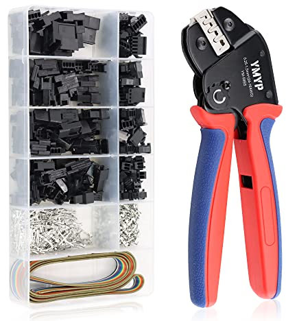 YMYP Crimpadora Pinzas para Crimpar con 590 PCS JST-SM - 0.25-1.5mm² para conectores AMP-TE 2.8/4.0/4.8/6.3 JST-SM2.54/XH2.54/VH3.96 y Molex - Alicates herramientas de crimpado