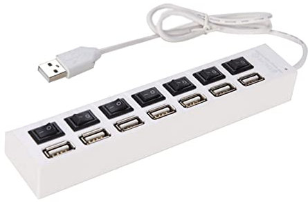 Hemobllo Port Usb Hub Individual for Pc and Laptop White Usb Splitter for Rapid Data Transfer Led Indicator Downward Compatible