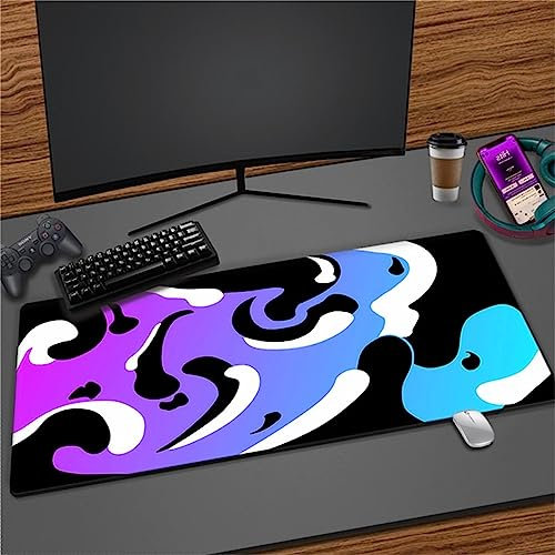 Noir Blanc Violet Tapis de Souris Grand, 1200x600mm XXL Gaming Mouse Pad, Tapis de Souris Caoutchouc Naturel Antidérapant, Mouse Mat d'Ordinateur Durable pour Souris Claviers Gamer Bureau