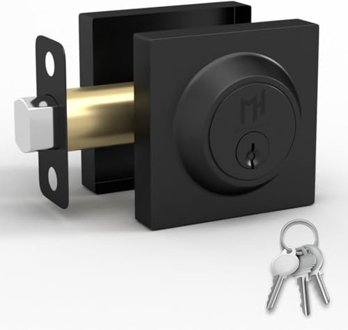 Mega Handles Deadbolt Lock - Heavy Duty Square Locking Deadbolt for Left or Right-Handed Doors - Interior/Exterior - Matte Black