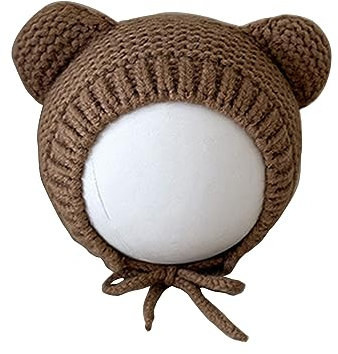 TINGB Cappello a Cuffia con paraorecchie per Bambini con Orsetto Carino per Ragazze dei Ragazzi Berretto in Maglia Morbida Cappello per Cofano Invernale per Bambini per attività all'aperto