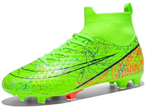 VTASQ Fußballschuhe Herren High Top Spike Kunstrasen Fussballschuhe Kinder Jungen Stollen Cleats Professionelle Athletics Trainingsschuhe Outdoor Sport Fußball Stiefel Grün EU 39
