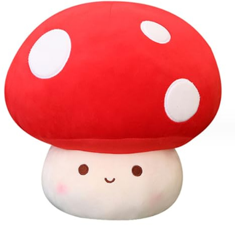 OUKEYI 30,5 cm weiches Pilz-Plüsch-Puppen-Pilz-Plüschtier-Kissen, Heimdekoration, Geschenk für Geburtstag, Rot