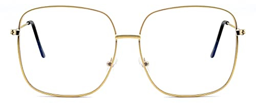KAEOISFU übergroße Quadratische Lesebrille Damen und Herren Große blaulichtfilter brille Lesebrillen Mode Große Gläser Metall Computer Lesebrill