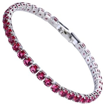 budiniao Eccellente braccialetto da tennis con zirconi cubici per donna e uomo, adatto a molte occasioni. Bracciali da tennis cubici in rame, Platino rosa rossa 19