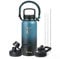Trebo Bouteille d'eau isotherme en métal avec poignée en paracorde à large goulot double paroi en acier inoxydable pour garder au froid 48 heures avec 3 couvercles, noir indigo