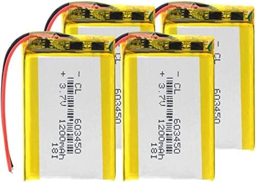Li-Polymer Rechargeable Battery 3 7V 603450 Lithium Polymer Battery 1200mAh For MP3 MP4 DVD LED Light.4 PCS