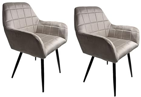 Krok Wood 2X Wilhelm - Esszimmerstuhl, Wohnzimmerstuhl, Bürostuhl, Metallbeine (Hellgrau, 2-er Set)