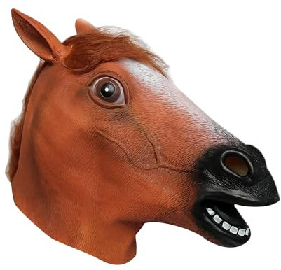 DAZZLUXE 1 máscara de cabeza de caballo de látex, máscara de cabeza de animal, máscara de disfraz de Halloween, fiesta de disfraces, adecuada para Halloween, Pascua