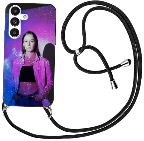 DCPPCY Personalisierte Handyhülle mit Handykette für Samsung Galaxy A12/M12 4G/5G–Selbst gestalten mit eigenem Foto oder Text–Individuelle Silikonhülle in Schwarz,stoßfest–Einzigartiges Design