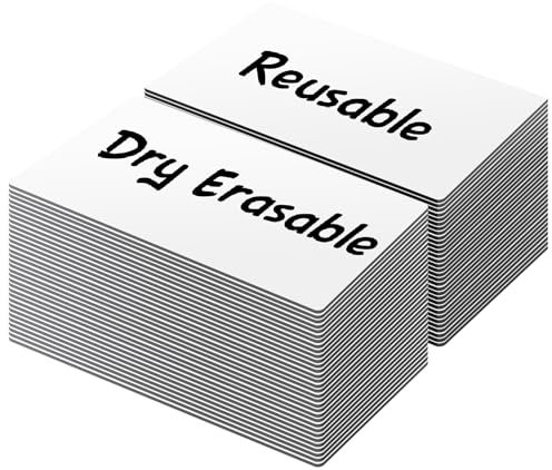 LLPT Trocken Abwischbare Magnetische Etiketten | 50 Stück | Leere Beschreibbare Magnetaufkleber, Wiederverwendbar | für Schreibtisch, DIY, Whiteboard, Farbe Weiß(DML2040WT) | 5CM x 10CM