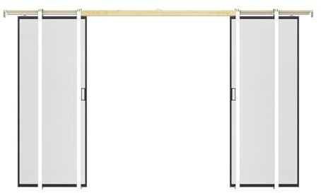 Vente-unique - Porte coulissante double avec systéme à galandage - aluminium et verre trempé dépoli - 2 x H205 x L63 cm - LINCI II