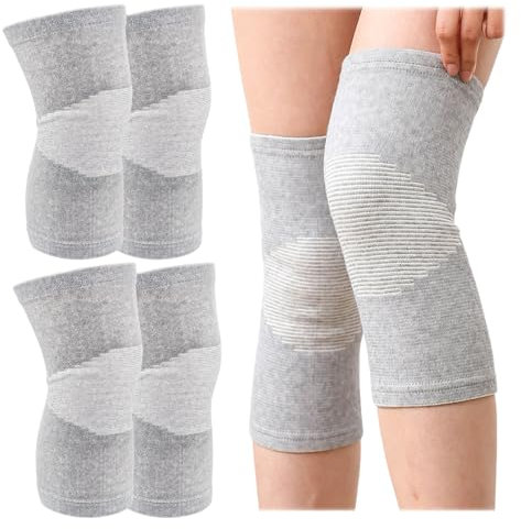 ZHYUAN 2 Paia 4PCS Ginocchiere in Bambù,Ginocchiera Sportiva,Ginocchiere Elastiche in Fibra Di Carbonio in Bambù,Tutore Ginocchio Per Uomo E Donne,per Corsa,Dolore Alle Articolazioni(M)