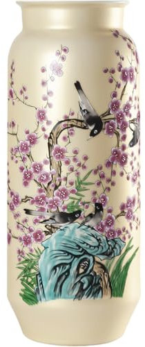 Houlu 48,3 cm große hohe Bodenvase, goldene Keramik-Zylinder-dekorative Vase für Blumen und Tafelaufsätze