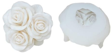 Molde grande para velas de flores de rosas para decoración del hogar, molde de silicona perfumado hecho a mano, moldes de resina fresca