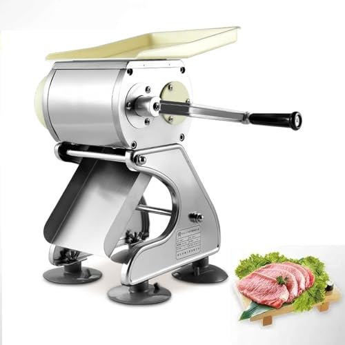 JDQTPOET Commercial Hand-crank Meat Slicer, Stainless Steel Desktop Food Shredder With 3.5mm Blade,120kg/h, Multifunctional Manual Meat Cutter for Restaurant, Kitchen, Fast Food Restaurant