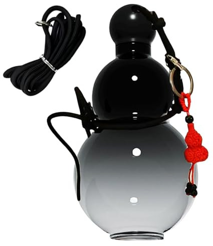 Gourd Water Bottle, Eye-Catching Chinese Retro-Inspired Water Bottle, 800ml Durable Large Capacity Sports Water Bottle, God-Ordained Man Monkey King Game Fan Gourd Travel Water Cup (Black)