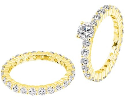 Wycian Ehering Damen, Ehering Gold Damen Einzeln 9 Karat Gelbgold Größe 66 (21.0) Moissanit Rundschliff Weiß Npassbar Für Neujahr