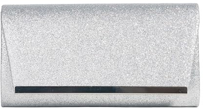 Michelle Moon Handtasche Damen Klein Elegant mit Glitzer | Abendtasche Silber | Clutch Silber Glitzer für Hochzeit, Party und besondere Anlässe | Handtasche Silber Damen mit abnehmbarer Schulterkette