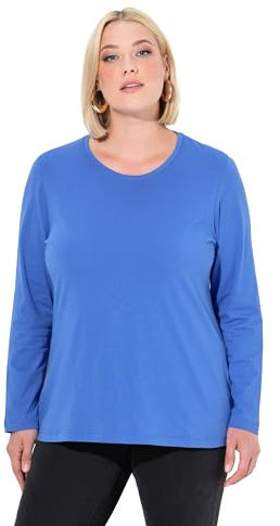 Ulla Popken Damen Shirt, Slim, Rundhalsausschnitt, Langarm Tunika-Shirt, Pflaumenblau, 46-48 EU
