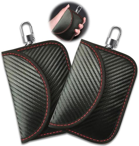 cuhostki Keyless Go Schutz Autoschlüssel schlüsseletui, 2 Stück Genuine Leather Signal Blocker Bag, Car Key Protection, Keyless Faraday Bag, Anti-hacking Hülle
