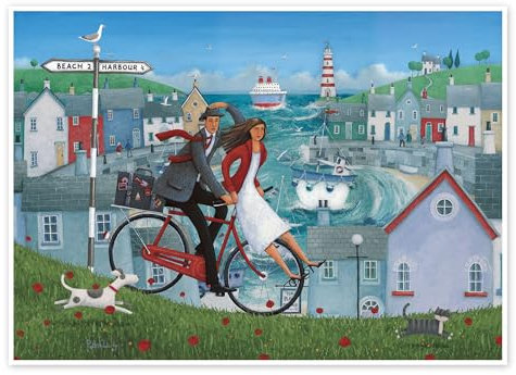 Fahrrad am Meer Poster von Peter Adderley 18 x 13 cm Wandbilder Wanddeko