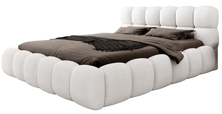 Fun Möbel Polsterbett Bett Aurelia in Stoff Ascot/Speed Versand (Weiß, 160x200cm ohne Matratze)