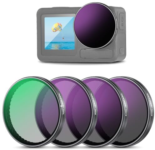 NEEWER Snap On ND Filter Set kompatibel mit DJI Osmo Action 3/4/5 Pro, 4er Pack ND8+ND16+ND32+CPL Graufilter Actionkamera Zubehör, Mehrfach beschichtetes optisches HD Glas, FL-A76