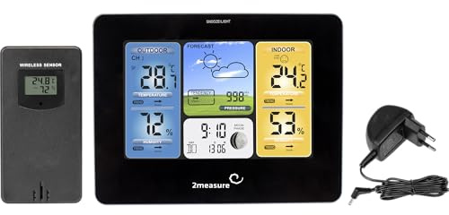 BROWIN® Funk-Wetterstation mit Außensensor 260908 | Wettervorhersage, 90 m Reichweite, Schwarz