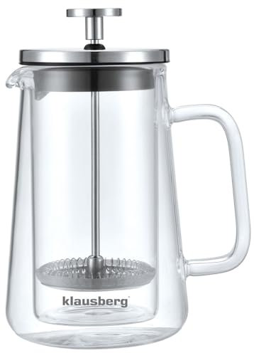 Klausberg Teezubereiter Kaffeebereiter French Press 350ml / 3 Tassen, Kaffeepresse Edelstahl filter, Doppelwandige Isolierte Kaffeekanne, Teekanne, Teebereiter, Deckel in Silber (KB-7684)