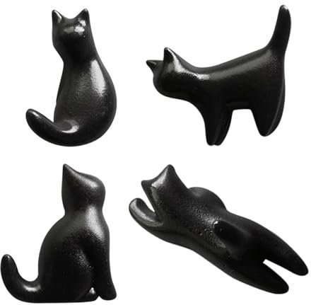 4 Stück Kleine Schwarze Katzen-Kühlschrankmagnete, Kreative Kühlschrankmagnete, Niedliche Kühlschrankmagnete, Einfache Kühlschrankmagnete, Dekorative Kühlschrankmagnete