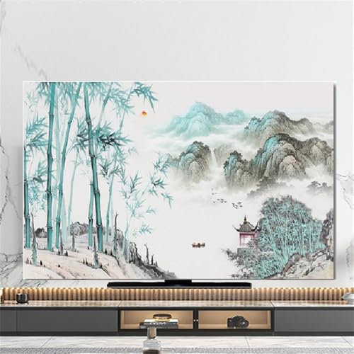 Hixingo Cubierta Antipolvo para TV, Funda para Televisor Elástico Protector para Smart TV Cubierta de Televisión Pantalla de Funda impresión de Montaña (40-43,Bambú)