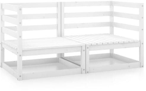Garten-Ecksofas 2 STK. Weiß Kiefer Massivholz,EckGartensofa aus Kiefernholz Modulares LoungeSet für den Garten Gartenmöbel