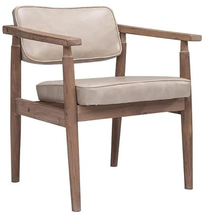 Retro Massivholz-Rückenlehne Stuhl für Hotel/Café/Esszimmer mit bequemem Ledersitz, Vintage-Sessel mit altem Holzrahmen (Farbe: I)