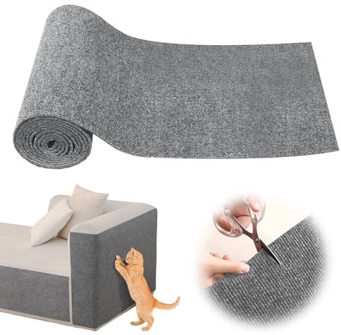 Alfombra Rascador para Gatos,Protector Sofa Gatos Arañazo,Tapete Rascador para Gatos con Autoadhesivo,Alfombra Autoadhesiva para Gato para Proteger Alfombrasy Gris Oscuro (Gris Claro, M)