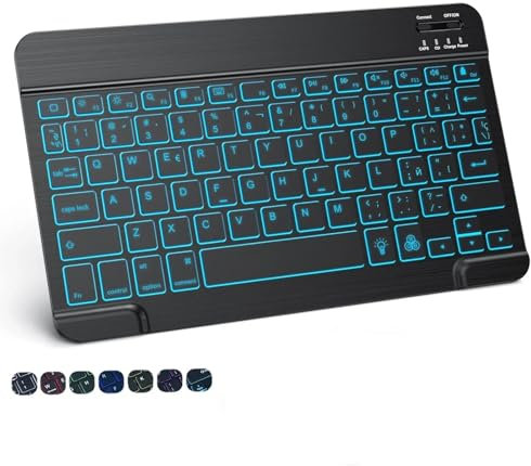 Hebrew/Russian/Spanish/Portuguese/Korean RGB Backlight Bluetooth Keyboard Fit Fit Fit For IOS Android Windows iPad Samsung Tablet Laptop(Only ES keyboard)