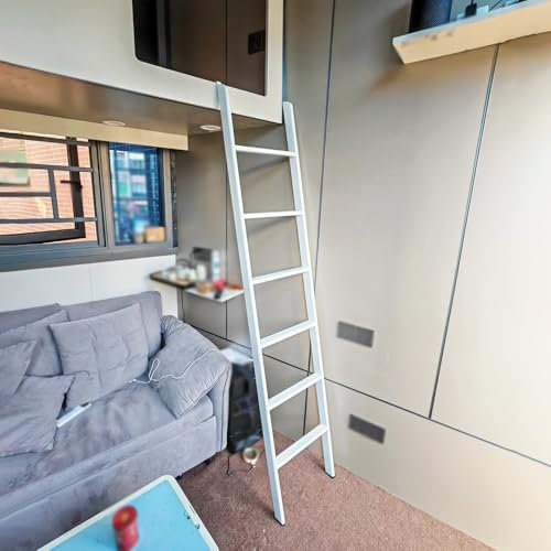 Escalera Cama Litera 116/130/140/150/160/170/180/185 Cm Escalera para Litera Doble, Escalera Blanca para Litera de Caravana para Dormitorio Tipo Loft, Escaleras de Seguridad para Subir Escalones Que A